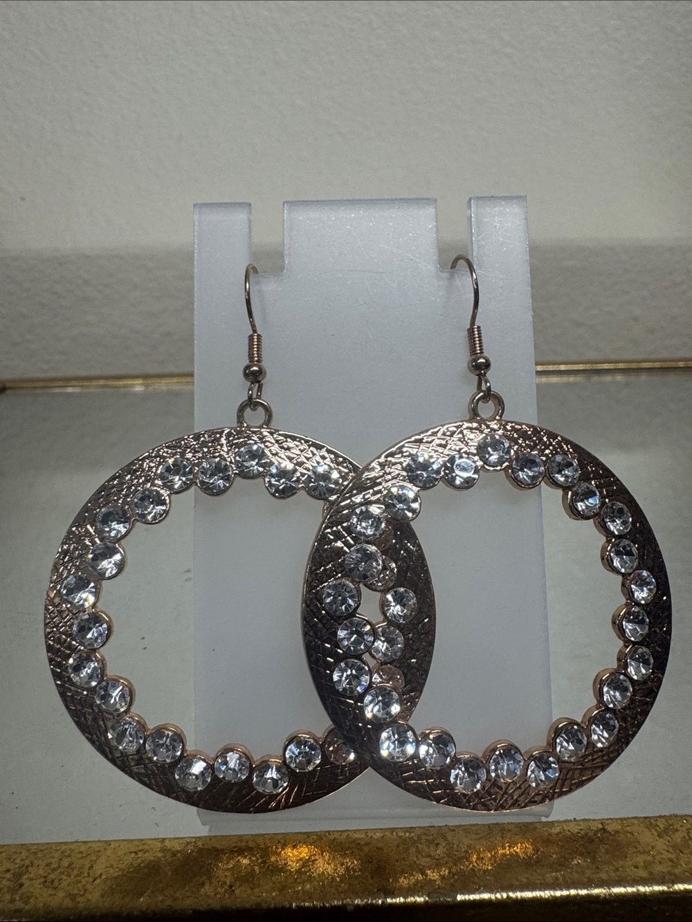 Crystal-Accented Silver Hoop Dangle Earrings - Women's Jewelry